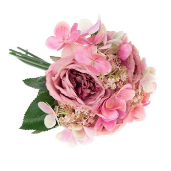 Buchet decorativ artificial de hortensie și trandafir Dakls Pessa