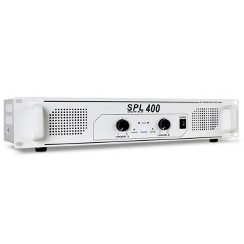 Skytec SPL 400 amplificator PA 1200W amplificator HiFi alb