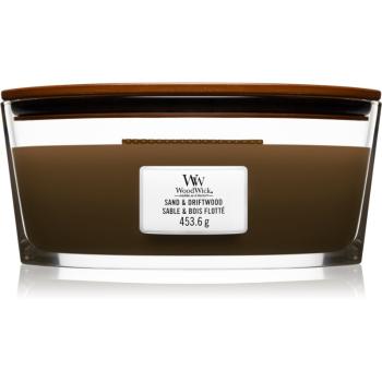 Woodwick Sand & Driftwood lumânare parfumată  cu fitil din lemn (hearthwick) 453.6 g