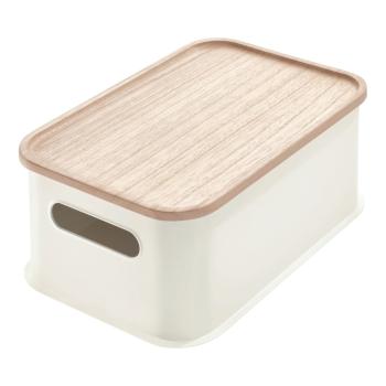 Cutie depozitare cu capac din lemn paulownia iDesign Eco Handled, 21,3 x 30,2 cm, alb