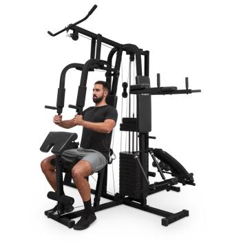 KLARFIT Ultimate Gym 9000, stație de fitness, 7 stații, până la 150 kg, oțel QR, negru