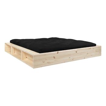 Pat dublu din lemn masiv cu spațiu de depozitare și futon negru Comfort Karup Design, 160 x 200 cm