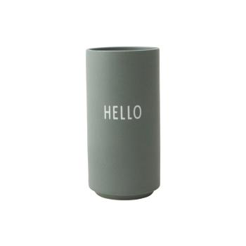 Vază din porțelan Design Letters Hello, înălțime 11 cm, verde vsalvie