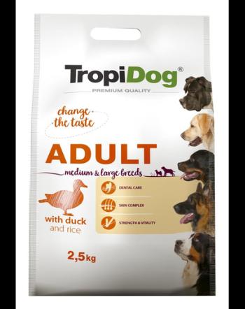 TROPIDOG Premium Adult M&amp;L rata si orez 2,5 kg hrana uscata pentru caini de rasa medie si mare