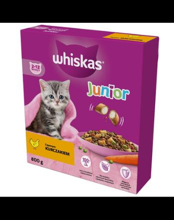 WHISKAS Junior 5x800 g hrana uscata completa pentru pisoi cu pui delicios