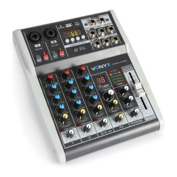 Vonyx VMM-K402, pult de mixaj cu 4 canale, bluetooth, interfață audio USB
