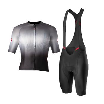 
                 CASTELLI Tricoul și pantaloni scurți de ciclism - AERO RACE 6.0 - alb/gri/negru 
            