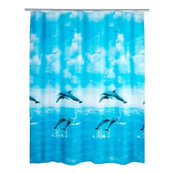 Perdea duș Wenko Dolphin, 180 x 200 cm, albastru