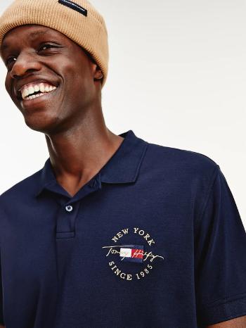 Tommy Hilfiger Icon Logo Interlock Polo Tricou Albastru