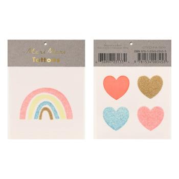 Folie de tatuaje pentru copii Rainbow & Hearts – Meri Meri