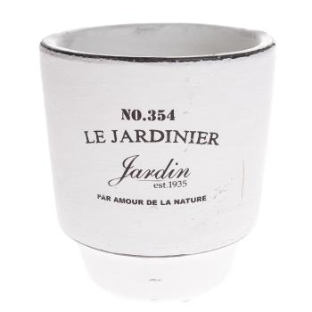 Recipient ceramic de ghiveci Le jardinier, alb, 15,5 cm