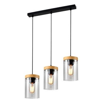 Lustră neagră-în culoare naturală cu abajur din sticlă ø 12 cm Wels – Candellux Lighting