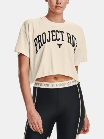 Under Armour UA Project Rock SS Crop Tricou Bej