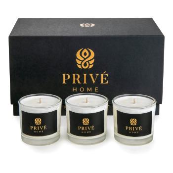 Set de 3 lumânări albe parfumate Privé Home Lemon Verbena/Mimosa-Poire/Rose Pivoine