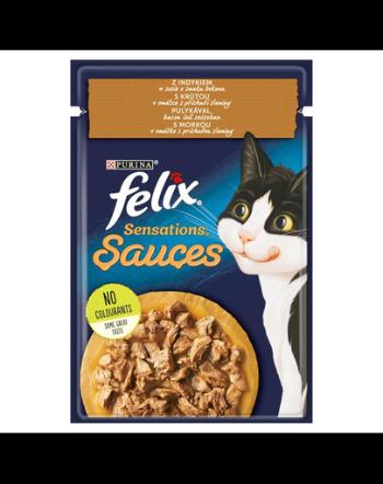 FELIX Sensations Sauce Hrana umeda cu peste si curcan in sos pentru pisci adulte/sterilizate 85g