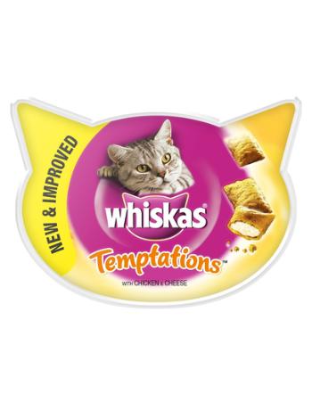 WHISKAS Hrană umedă pentru pisici Temptations pui brânză 60 g x 8