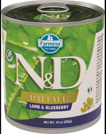 FARMINA N&amp;D Prime - Hrană umedă pentru câini cu miel &amp; afine 285 g