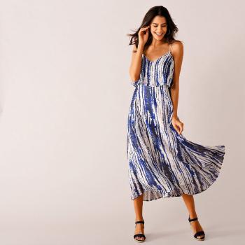 Rochie lungă cu imprimeu - albastru - Mărimea 48