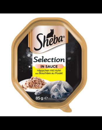 SHEBA Selection 85gx22 z Kurczakiem - mokra karma dla kotów w sosie + 6x50g Fresh &amp; Fine GRATIS