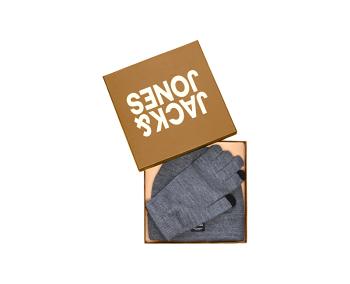 Jack&Jones Căciulă și mănuși pentru bărbați setJACBEANIE & GLOVE 12168383 Grey Melange