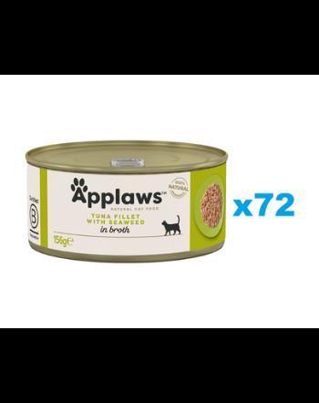 APPLAWS Cat Adult Tuna with Seaweed in Broth ton si alge in sos 72x156 g hrana pisica