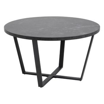 Masă de cafea cu blat în decor de marmură Actona Amble, ⌀ 77 cm, negru