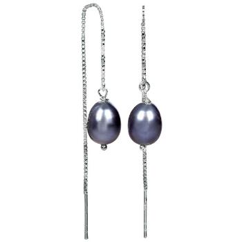 JwL Luxury Pearls Cercei din argint cu lanț și perlă albastră metalică JL0207 