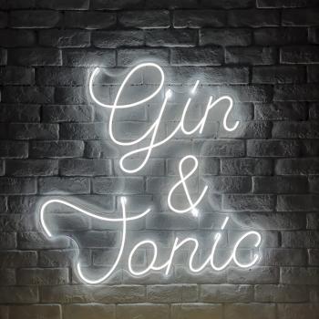 Decorațiune luminoasă de perete Candy Shock Gin and Tonic, 80 x 79 cm, alb