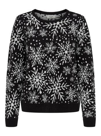 Jacqueline de Yong Pulover pentru femei JDYMIKA 15238308 Black W WHITE SNOWFLAKE JACAURD L