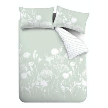 Lenjerie de pat Catherine Lansfield Meadowsweet Floral, 135 x 200 cm, alb - verde