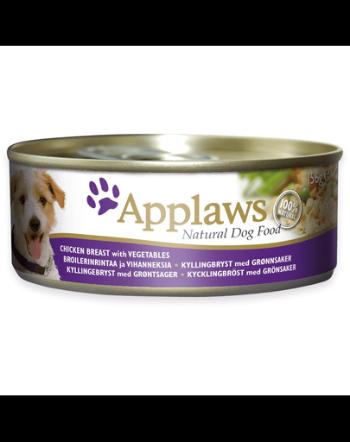 APPLAWS Dog Tin hrana umeda pentru caini, cu piept de pui si legume 6 x 156 g