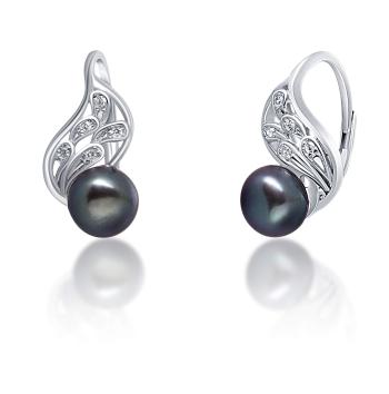 JwL Luxury Pearls Cercei de argint de lux cu perle negre reale JL0674