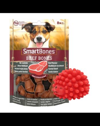 SMART BONES Mini recompense caini talie mica, cu vita x 2 + minge GRATIS