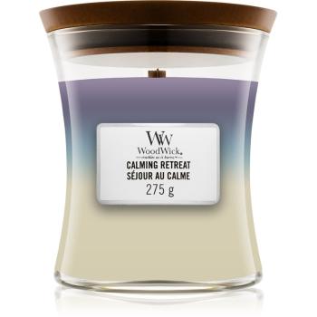 Woodwick Trilogy Calming Retreat lumânare parfumată cu fitil din lemn 275 g