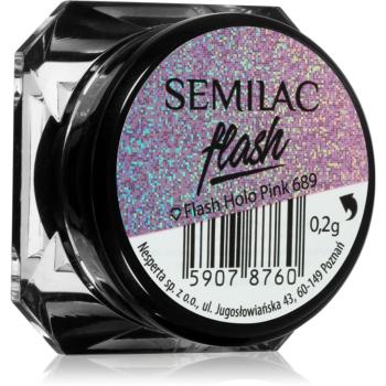 Semilac Flash pudra cu particule stralucitoare pentru unghii culoare Holo Pink 689 0,2 g