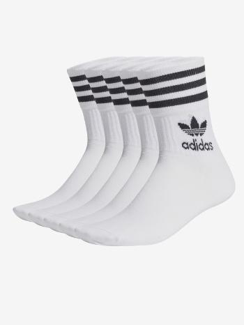 adidas Originals Mid Cut CRW Set de 5 perechi de șosete Alb