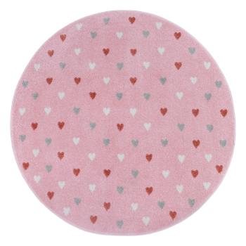 Covor pentru copii roz ø 140 cm Little Hearts – Hanse Home