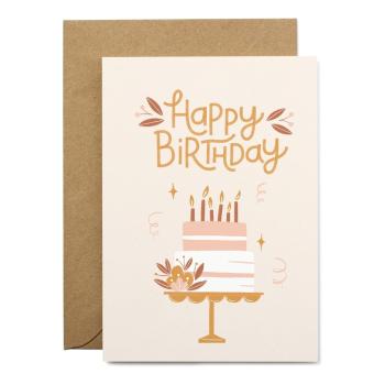 Felicitare zi de naștere cu plic din hârtie reciclată Printintin Happy Birthday, format A6