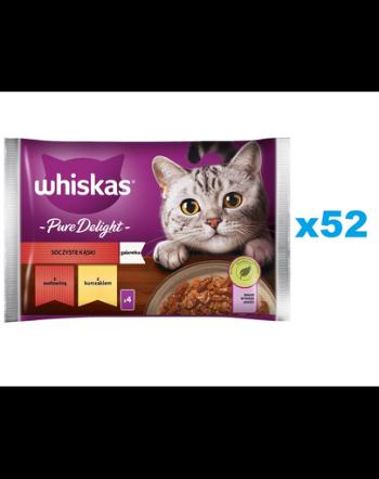 WHISKAS Adult plic hrana pisica 48x85g Juicy Bites hrana umeda pentru pisici, bucati carne de vita, pui in aspic