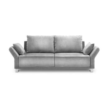 Canapea extensibilă cu 3 locuri și tapițerie de catifea Windsor & Co Sofas Pyxis, gri deschis