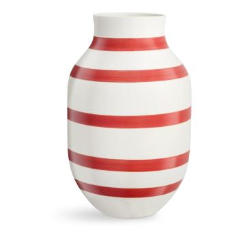 Vază din ceramică Kähler Design Omaggio, înălțime 31 cm, alb-roșu
