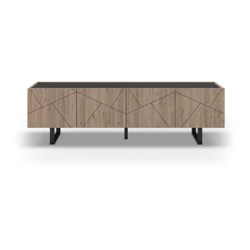 Comodă TV  negru/natural  cu aspect de lemn de stejar 180x52 cm Milena – Marckeric