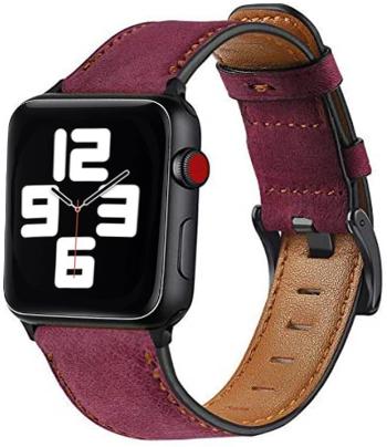 4wrist Curea din piele cu cusături pentru Apple Watch - Burgundy 38/40/41 mm