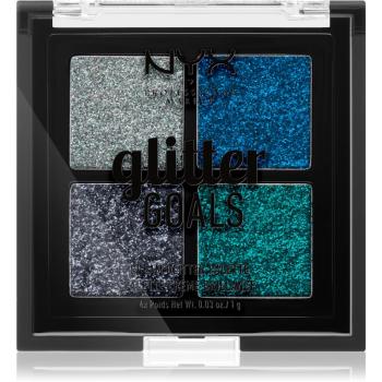 NYX Professional Makeup Glitter Goals paletă cu farduri cu sclipici pachet mic culoare 01 Glacier 4 x 1 g