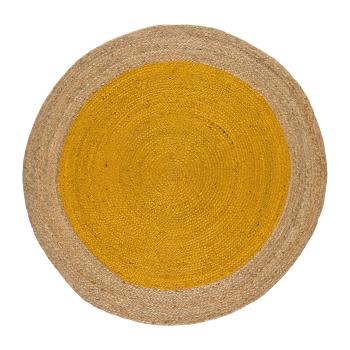 Covor galben muștar-natural rotund ø 90 cm Mahon – Universal