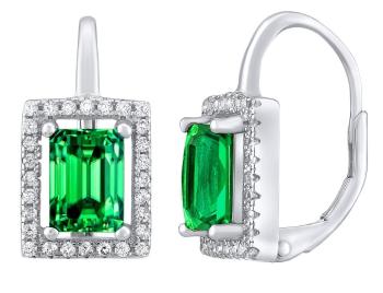 Silvego Cercei din argint PALOMA cu zircon verde LPSPE0455G