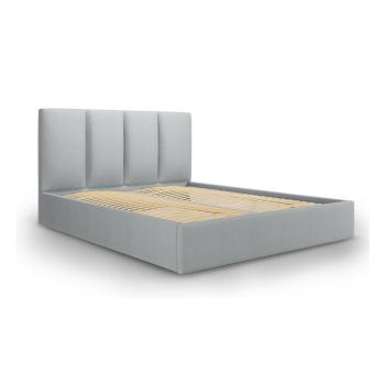 Pat matrimonial 140x200 cm gri tapițat cu spațiu de depozitare cu somieră Juniper – Mazzini Beds