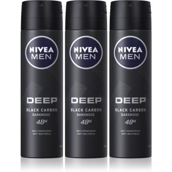 Nivea Men Deep Black Carbon Darkwood spray anti-perspirant (ambalaj economic) pentru bărbați