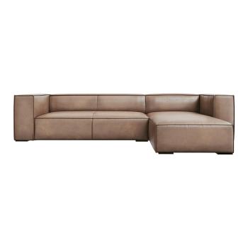 Colțar maro deschis cu tapițerie din piele (cu șezlong pe partea dreaptă) Madame – Windsor & Co Sofas