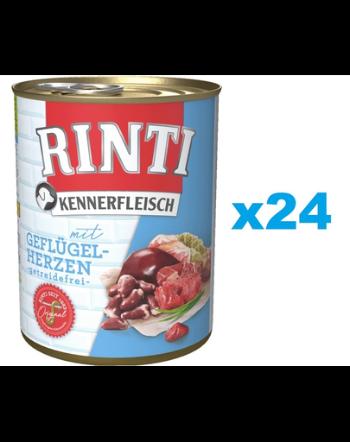 RINTI Kennerfleisch Poultry Hearts 24 x 400 g hrana caini, cu inimi de pasare